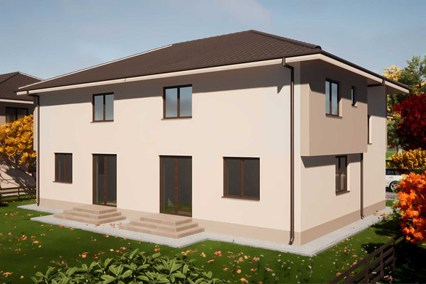 Constructie de casa duplex din zidarie cu etaj 340 mp - design 3D imagine 5