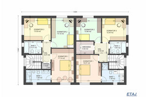 Constructie de casa duplex din zidarie cu etaj 340 mp - planuri arhitect etaj thumbnail