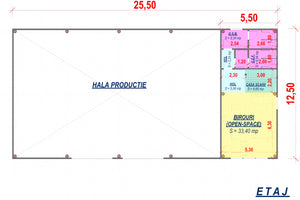 Constructie de hala metalica industriala proiect 387-002 - plan etaj thumbnail