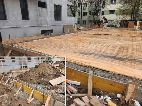 Constructie elevatii fundatie cu termoizolatie si armare placa pentru casa pe structura metalica P+1E