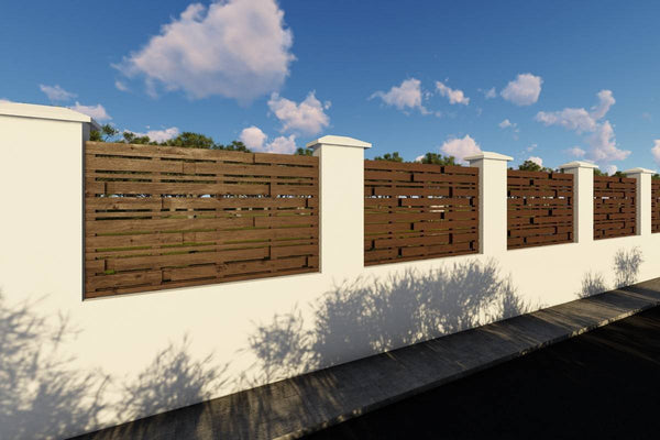Constructie Gard cu Stalpi de Beton si Panouri Lemn GA07 - gard pentru casa poza 1