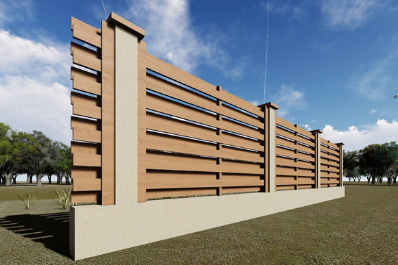 Constructie Gard din Beton si Lemn Model GA04 Natur - gard modern poza 1