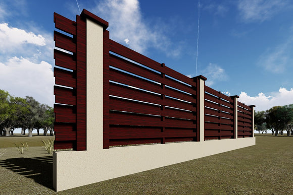 Constructie Gard din Lemn cu Ventilatie Culoare Wenge GA04 - gard modern poza 1