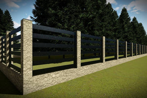 Constructie Gard din Piatra Naturala si Lemn Model GA16 - gard casa poza 1 thumbnail