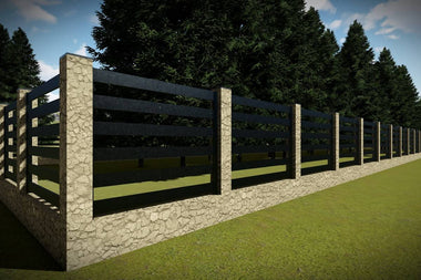Constructie Gard din Piatra Naturala si Lemn Model GA16 - gard casa poza 1