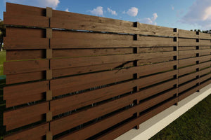 Constructie Gard din Lemn Rindeluit cu Stalpi Metalici GA02 - gard modern poza 3 thumbnail