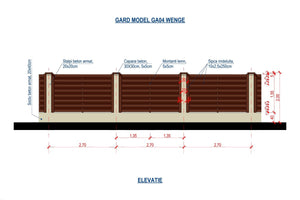 Constructie Gard din Lemn cu Ventilatie Culoare Wenge GA04 - proiect gard thumbnail