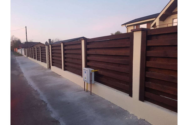 Constructie Gard din Lemn cu Ventilatie Culoare Wenge GA04 - gard modern poza 6