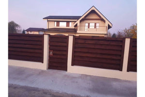 Constructie Gard din Lemn cu Ventilatie Culoare Wenge GA04 - gard modern poza 7 thumbnail