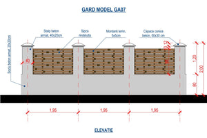 Constructie Gard cu Stalpi de Beton si Panouri Lemn GA07 - proiect gard thumbnail