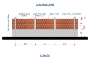 Constructie Gard din Zidarie cu Stalpi de Beton Proiect GA08 - proiect de gard thumbnail
