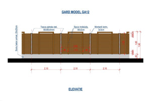 Constructie Gard cu Panouri Lemn si Fundatie Model GA12 - proiect de gard thumbnail