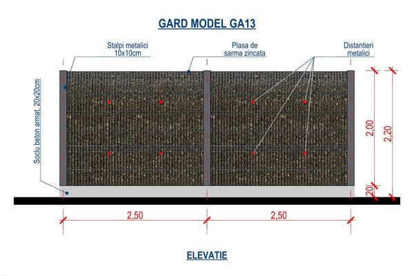 Constructie Gard din Piatra Sparta si Metal Model GA13 - proiect gard