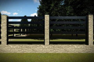 Constructie Gard din Piatra Naturala si Lemn Model GA16 - gard casa poza 3 thumbnail