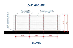 Constructie Gard Metalic din Plasa Bordurata model GA01 - proiect gard thumbnail