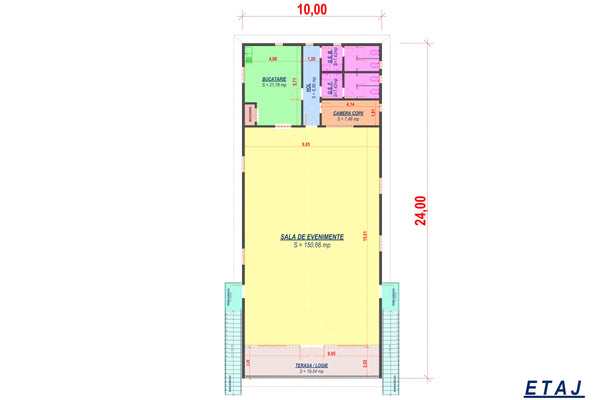 Constructie hala metalica evenimente proiect 515-007 - plan hala etaj