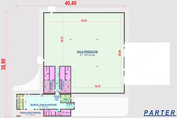 Constructie hala metalica panouri sandwich model 1559-004 - plan parter
