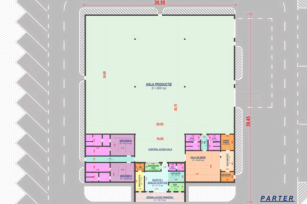 Constructie hala metalica pentru productie proiect 1372-001 - plan parter