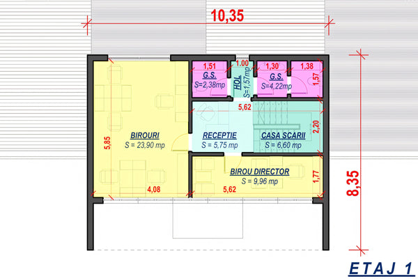 Constructie hala metalica pentru productie proiect 1372-001 - plan etaj 1