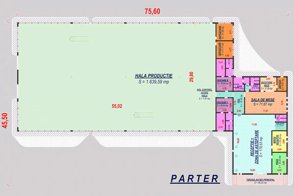 Constructie hala pe structura metalica de productie 3894-003 - plan parter