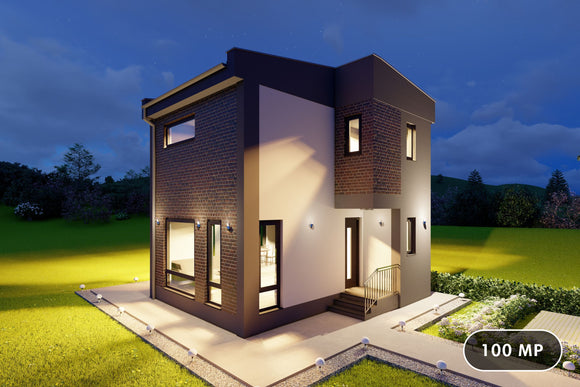 Constructie proiect casa 2 dormitoare cu etaj zidarie fatada imagine 1