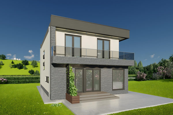 Constructie proiect casa cu geamuri mari din zidarie 200 mp poza 8