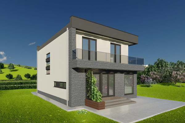 Constructie proiect casa cu geamuri mari din zidarie 200 mp poza 9