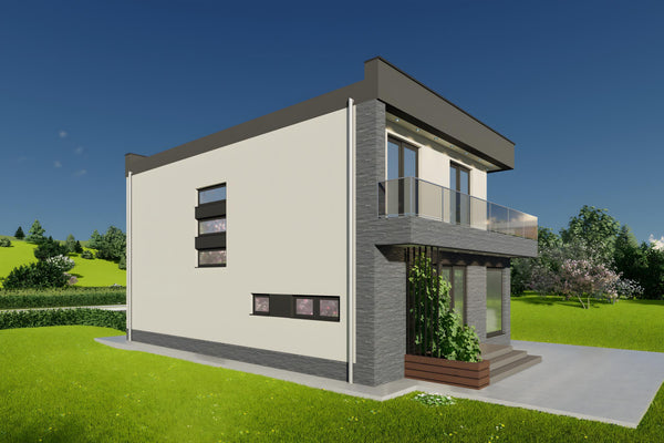 Constructie proiect casa cu geamuri mari din zidarie 200 mp poza 10