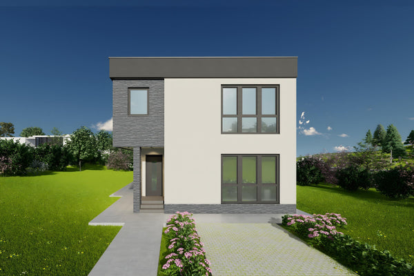 Constructie proiect casa cu geamuri mari din zidarie 200 mp poza 12