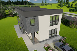 Constructie proiect casa cu geamuri mari din zidarie 200 mp poza 14 thumbnail