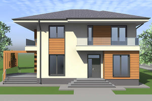 Constructie zidarie casa BCA sau caramida cu terase 285-108 - design exterior casa poza 5 thumbnail