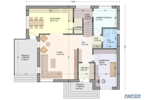 Constructie zidarie casa BCA sau caramida cu terase 285-108 - plan parter thumbnail