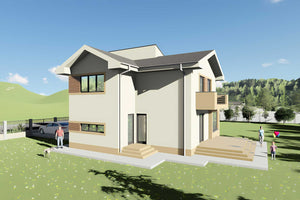 Constructie zidarie din bca casa 4 camere 3 bai 230 mp id121 - fatada de casa moderna 10 thumbnail