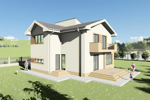 Constructie zidarie din bca casa 4 camere 3 bai 230 mp id121 - fatada de casa moderna 11 thumbnail