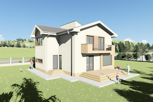 Constructie zidarie din bca casa 4 camere 3 bai 230 mp id121 - fatada de casa moderna 12 thumbnail