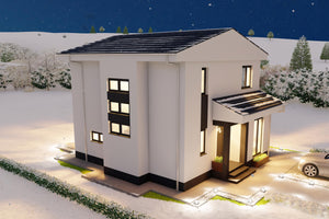 Design exterior casa 150 mp - Contrast elegant intre alb si gri antracit thumbnail