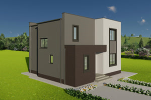 Detaliu arhitectural acoperis plat pentru constructie din zidarie moderna thumbnail