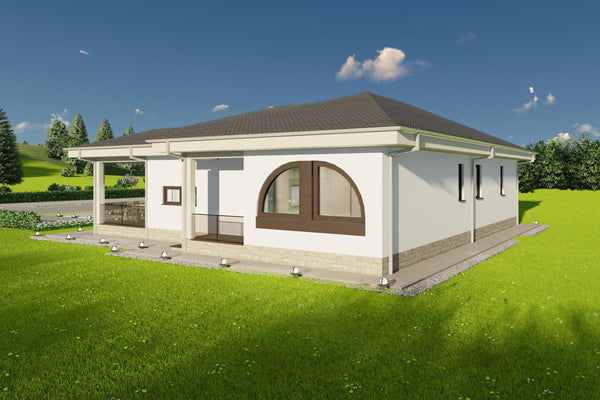 detaliu ferestre arcuite proiect casa parter 2 dormitoare