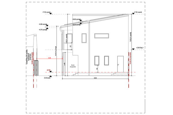 fata laterala dreapta 2D proiect arhitectura