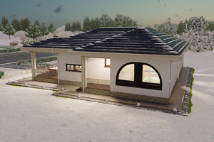 fatada laterala dreapta constructie casa zidarie design modern cu arcade thumbnail