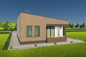 Fatada posterioara cu ferestre din pvc pentru constructie casa zidarie placata cu caramida thumbnail
