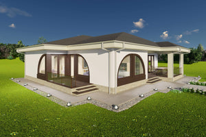 fatada principala constructie casa zidarie design modern cu arcade thumbnail
