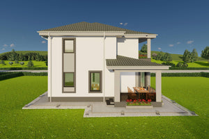 Ilustrare arhitecturala casa din zidarie design exterior premium in culori contrastante thumbnail
