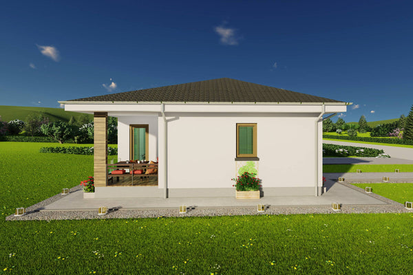 Ilustratie 3D exterioara locuinta cu estetica placuta moderna si eficienta construita din zidarie de caramida sau bca