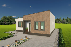 imagine casa structura metalica mica pe un nivel cu ferestre pvc thumbnail