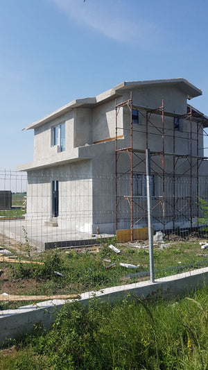 Masa de spaclu fatada proiect casa metalica in Domnesti thumbnail