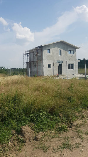 Masa de spaclu fatada proiect casa metalica in Domnesti thumbnail