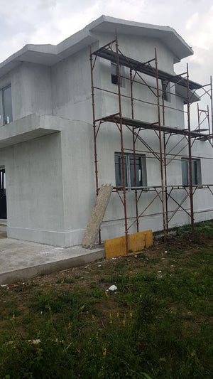 Masa de spaclu fatada proiect casa metalica in Domnesti thumbnail
