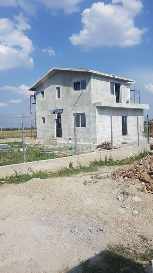 Masa de spaclu fatada proiect casa metalica in Domnesti thumbnail