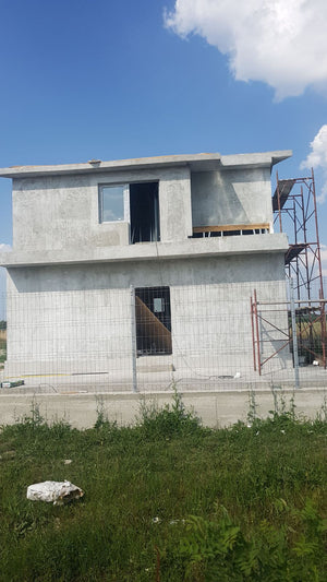 Masa de spaclu fatada proiect casa metalica in Domnesti thumbnail